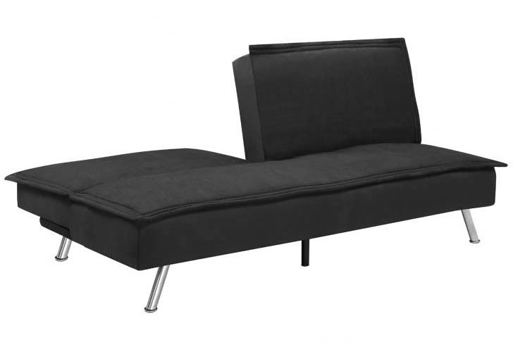 Puzzle Upholstered 68.9'' Sofa, Black Microfiber, Chrome
