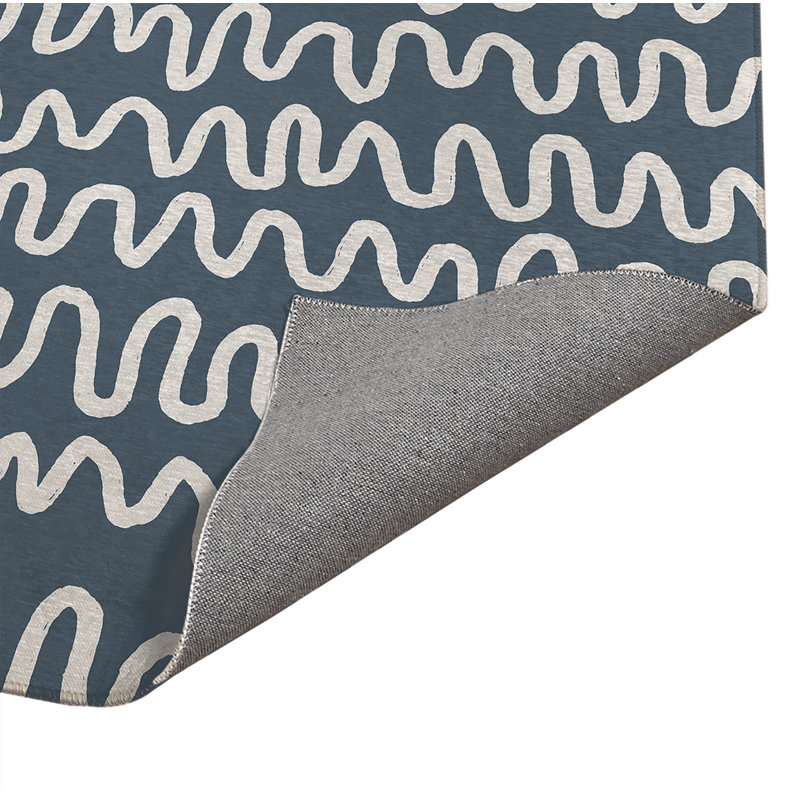 Wiggle Stripe Indoor Doormat, Blue, 60" W x 84" L