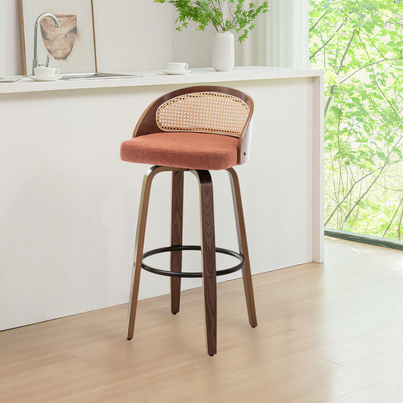 Tabouret de bar et tabouret de bar pivotant en lin Drees, Orange, 30"