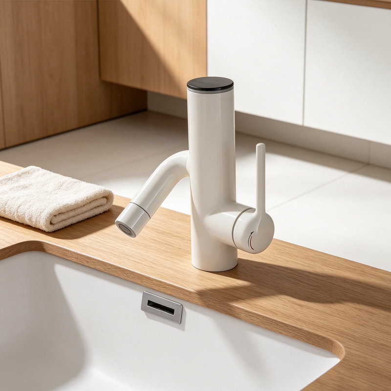 Single-Hole Single-Handle Bathroom Faucet With Drain Assembly, Matte White