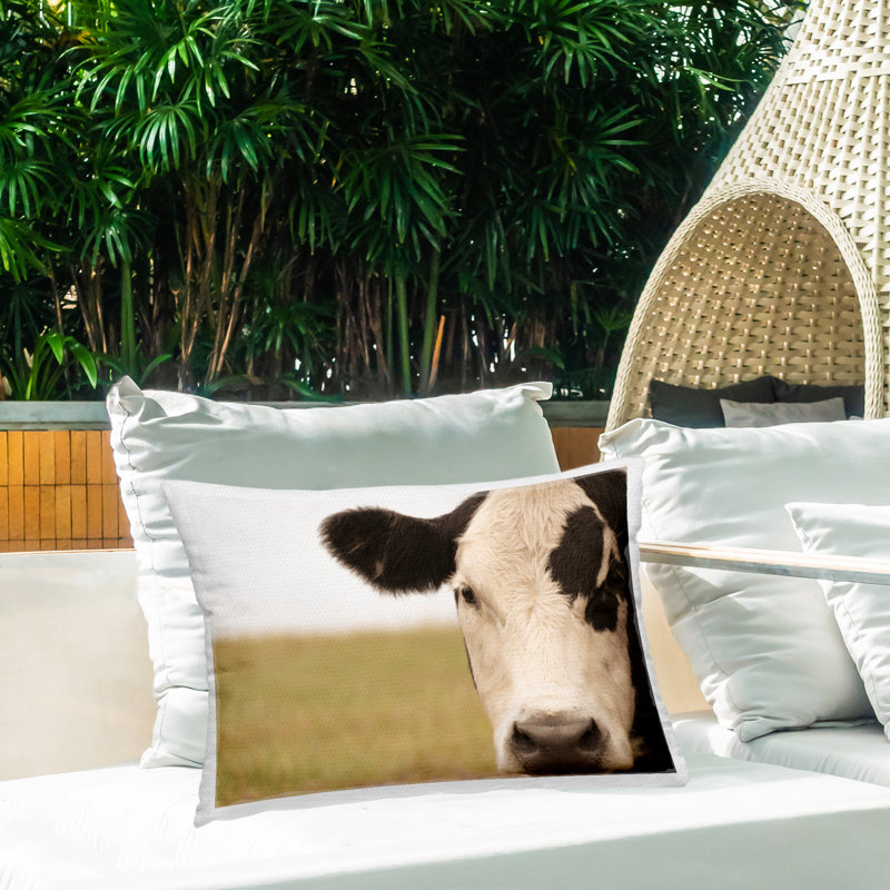 Rustic Cow Stare Outdoor Printed Pillow design by J:L Design
