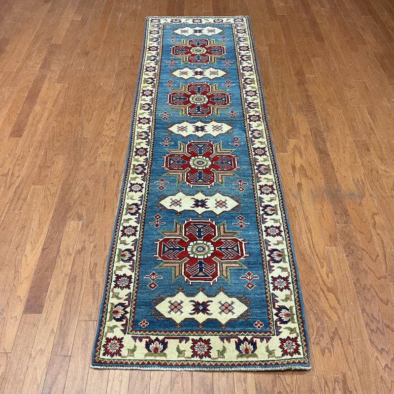 Chemin de table en laine Kazak, Tapis de couloir 2 pi 8 po x 9 pi 10 po