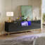 Fluted TV Stand, Glossy Media Console with Wave Pattern Buffet Cabinet-114022298-101453523
