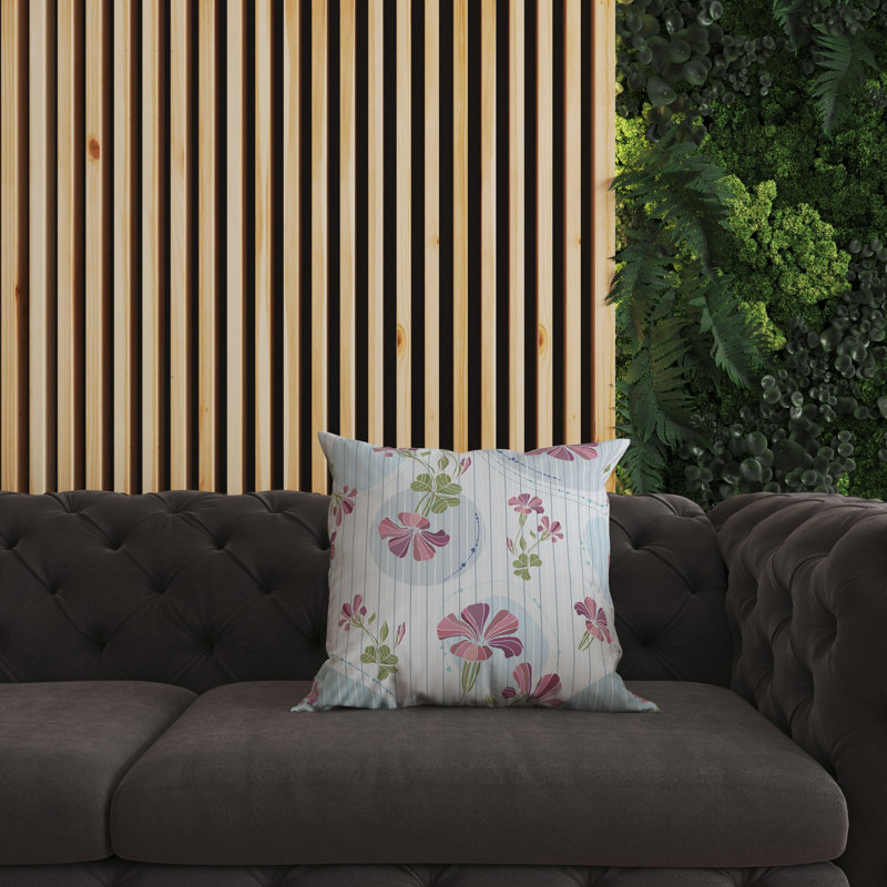 Coussin décoratif réversible circulaire Garden, Bleu / rose / multicolore, H 16 po x l 16 po