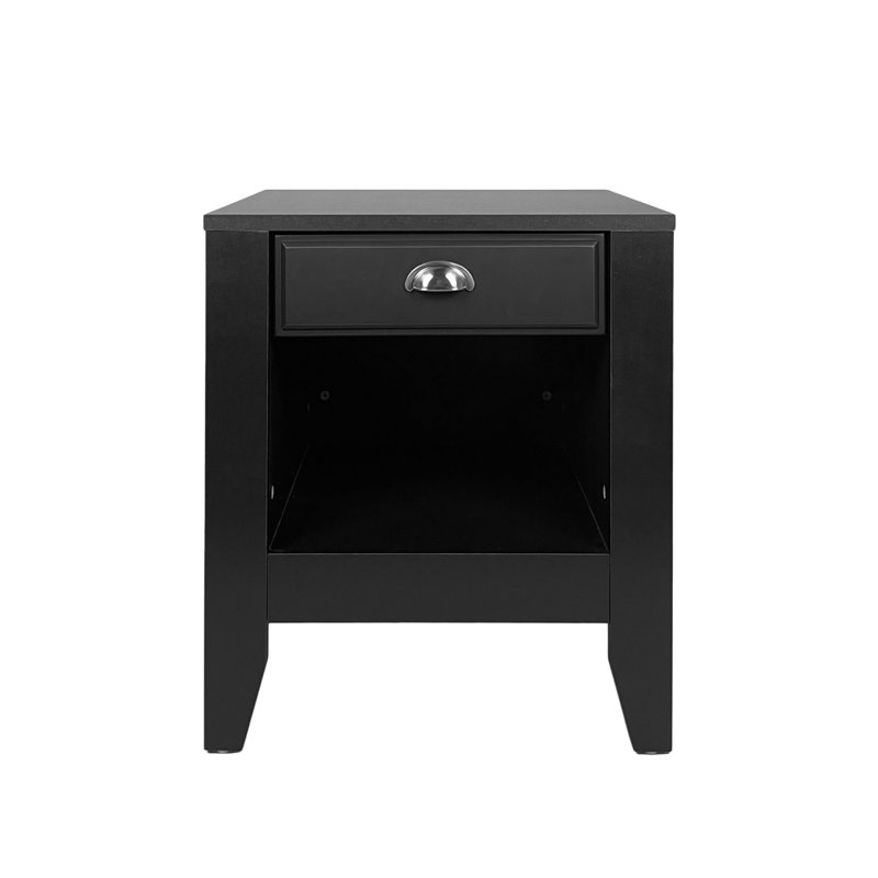 Table d'appoint avec tiroirs et tablettes, Noir