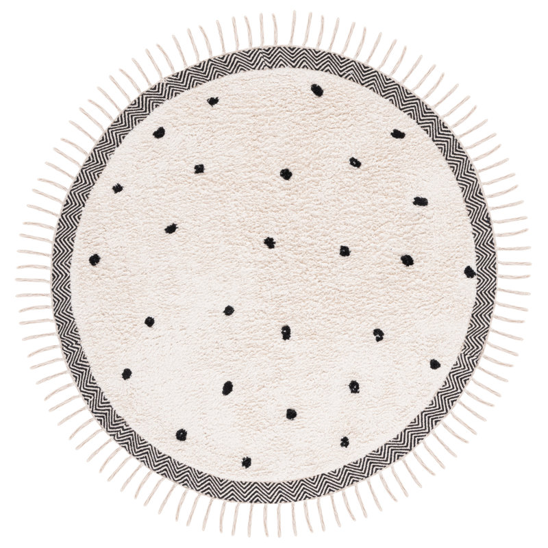 Tapis ivoire / noir Rehaba Easy Care 203, Rond 3 pi