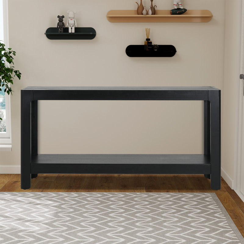 Console à 2 niveaux en bois - Table d'entrée de style campagne moderne avec tablette ouverte, table de canapé de couloir pour le salon et la salle à manger