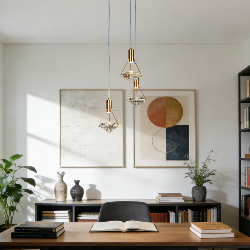 Luminaire suspendu moderne en cristal à 3 lumières avec source de lumière froide