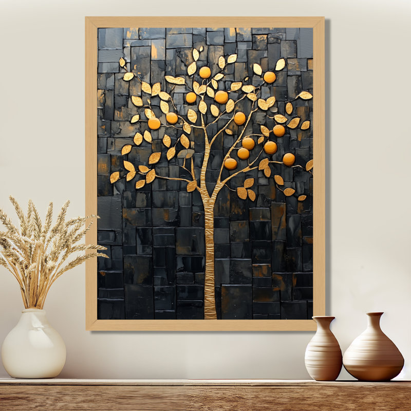 Orangerie au soleil II - Tableau encadré d'agrumes, 32" H x 24" W, Cadre naturel