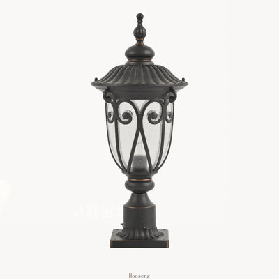 Lanterne d'extérieur vintage noire de 61 cm (24 po), en aluminium étanche avec verre bullé
