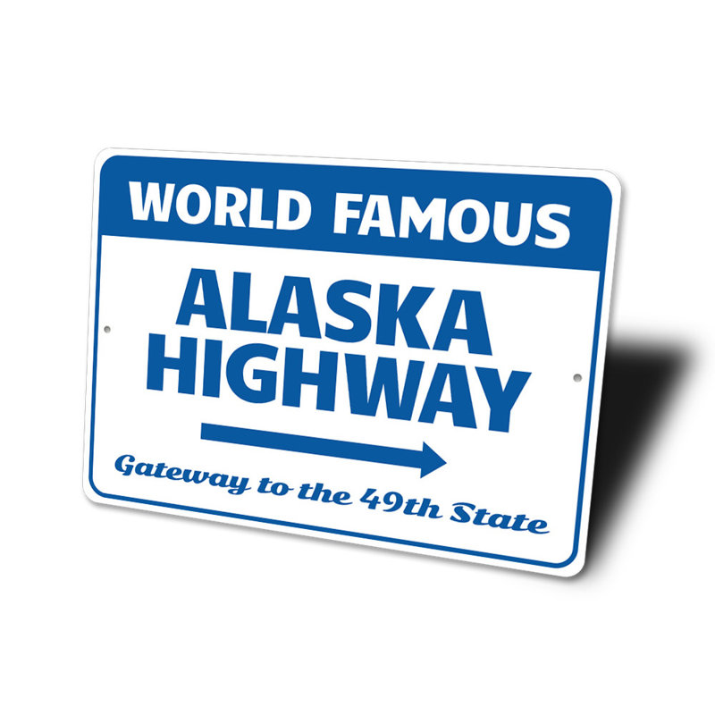 Panneau en aluminium Alaskan Highway, H 10 po x l 14 po x P 0,04 po
