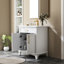 Meuble-lavabo moderne de 70,6 cm (27,8 po) avec finition peinte, style milieu du siècle, en bois massif blanc, avec tiroirs et rangements, lavabo intégré, lavabo résistant aux chocs, meuble-lavabo autoportant facile à installer, résistant à l'usure et facile à monter.