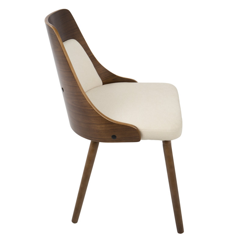 Chaise d'appoint rembourrée en bois massif Hassen, Crème