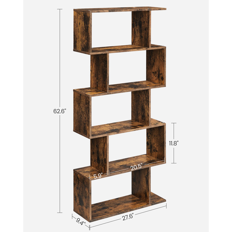 Bibliothèque Szeto, Brun rustique, 5 tablettes (H 62,6 po x l 27,6 po x P 9,4 po), 1