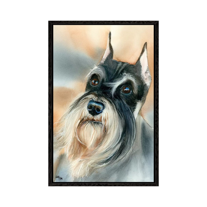 Mustachio - Miniature Schnauzer 1 Piece Painting on Canvas, 66.04cm H x 45.72cm W x 3.81cm D, Black Framed