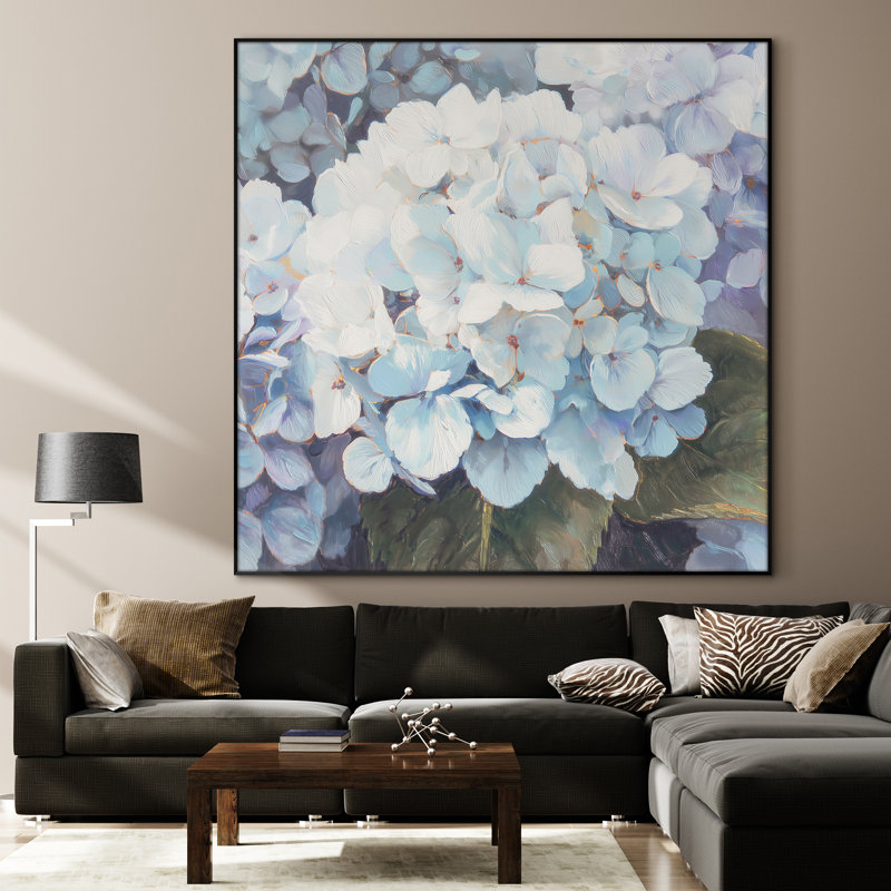 Très grande reproduction d'art sur toile - Fleur, art floral moderne, décoration pour le salon ou la chambre à coucher - «Assemblage requis du cadre (cadre non fini)»