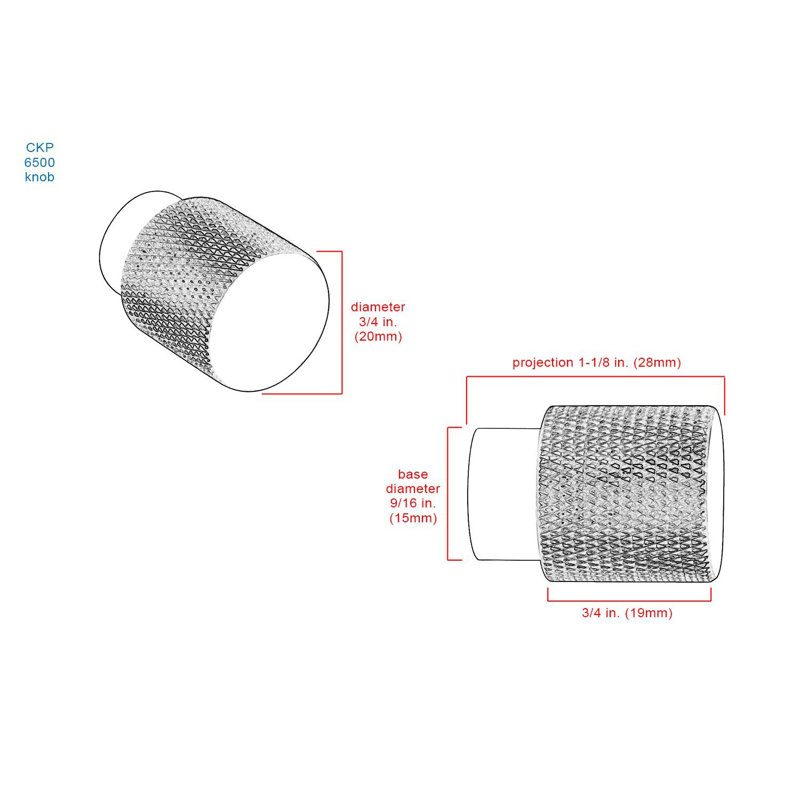 Bouton cylindrique linéaire de 3/4 po de diamètre, Or brossé
