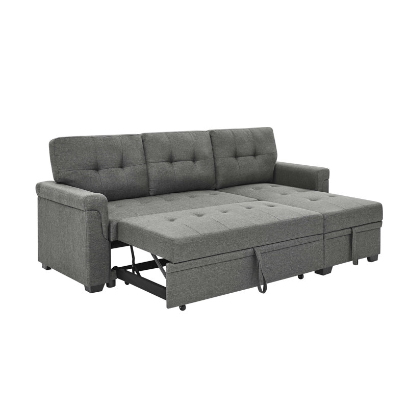 86'' Gray 3 - Seat Pull Out Bed, Reversible L/R, Jumbo Stitch Detailing And Accent For Social Home Relaxing With Comfort