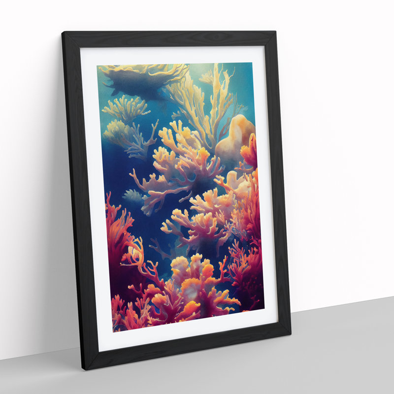 Fabulous Coral Reef - Single Picture Frame Print, Black, 64cm H x 46cm W x 2cm D