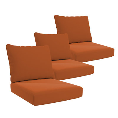 3-Piece Outdoor Sunbrella Deep Seat Cushion Set for Three-Seat Sofas