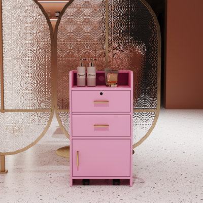Meuble de beauté rose spacieux avec 2 tiroirs et 1 intérieur moderne pour - &
