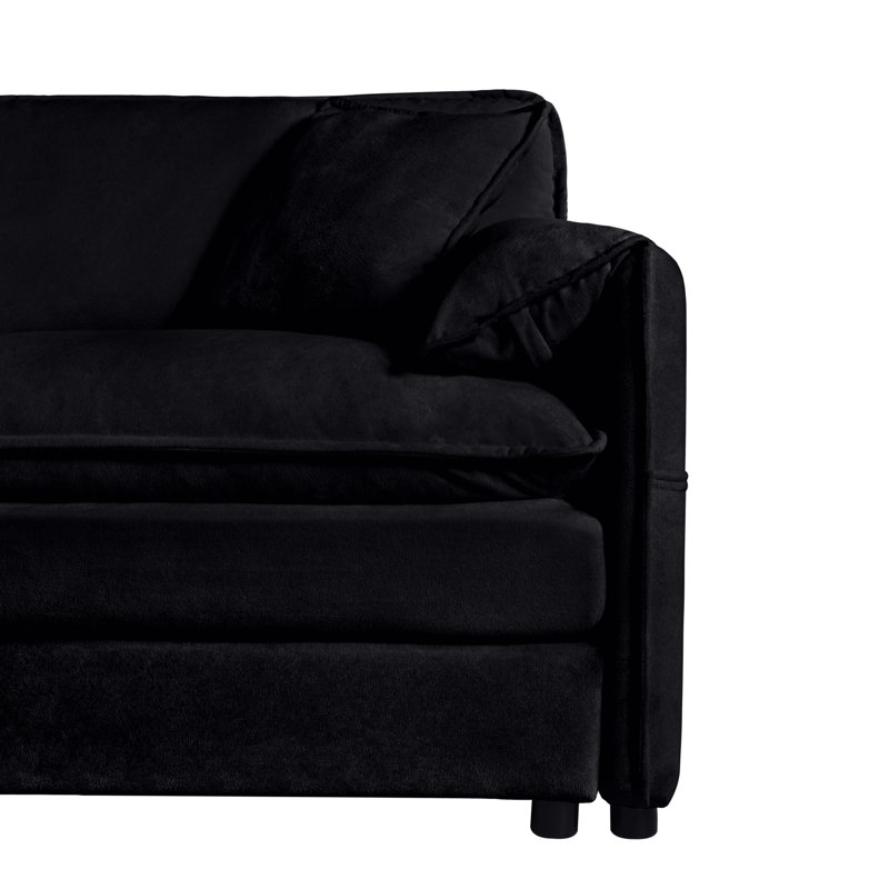 Canapé modulaire noir à assise profonde avec canapé modulaire revêtu de chenille pour le salon. Spacieux, confortable, assemblage personnalisé, respirant, doux, classique, style moderne noir, pièce, appartement, bureau.
