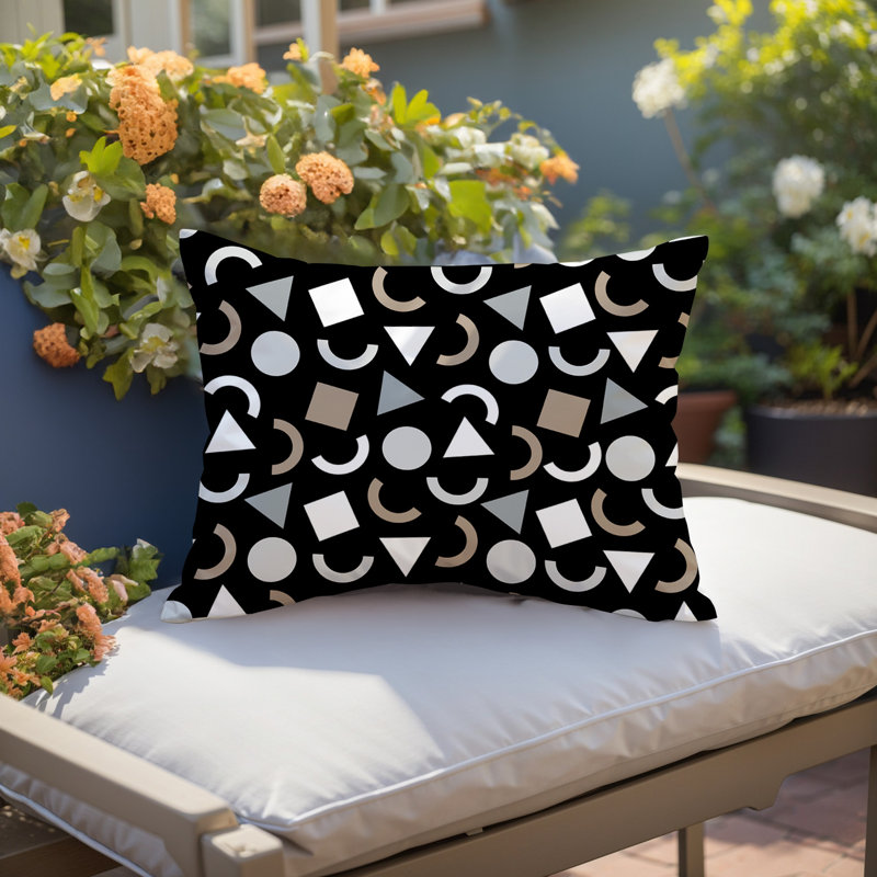 Coussin lombaire réversible intérieur / extérieur Lunko, Rectangle H 18 po x l 25 po, Noir
