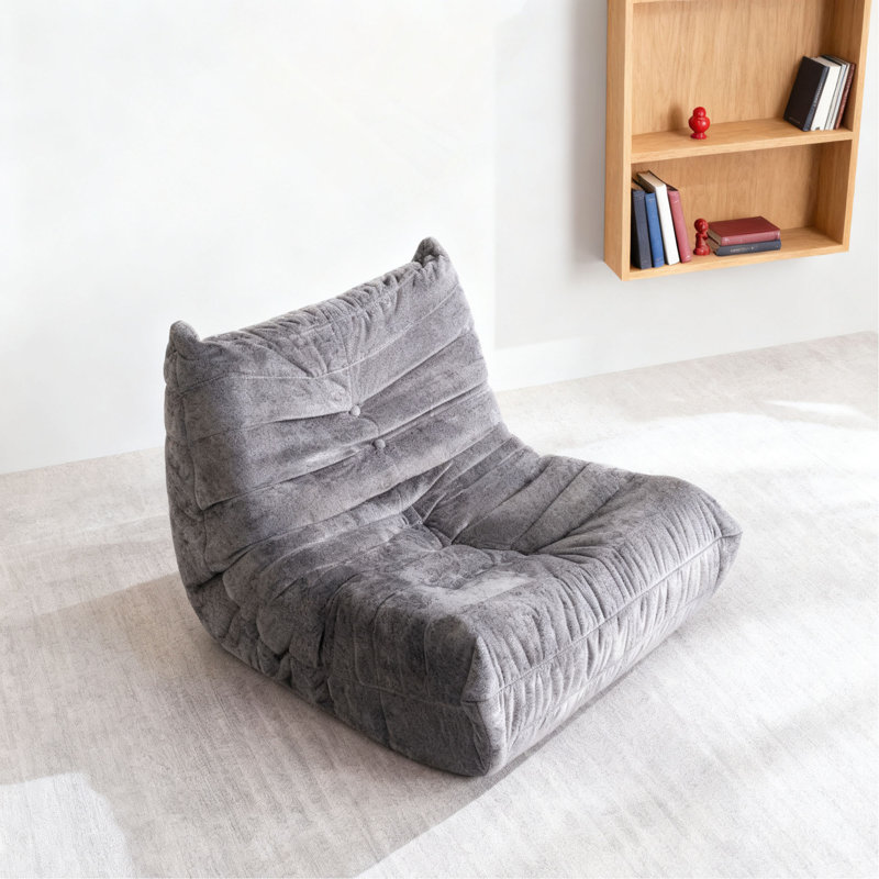 Meuble de salon luxueux en microfibre grise capitonnée à boutons 1 pièce