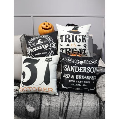 Couvre-oreiller d'Halloween 20 x 20 4 pièces imprimé recto-verso