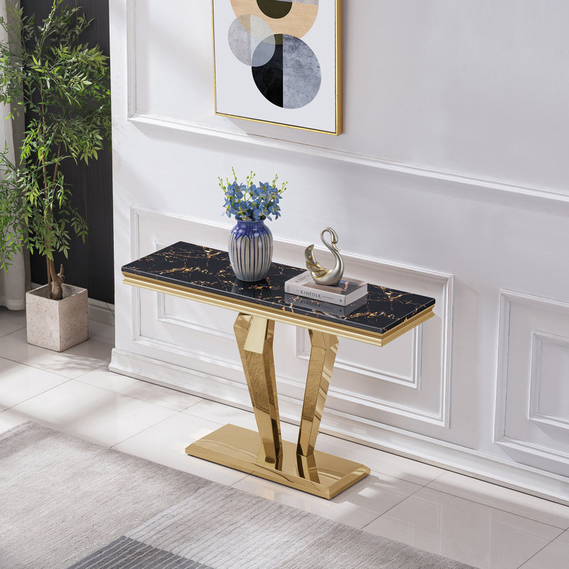 Console 46,85 po Bomen, Noir, Doré