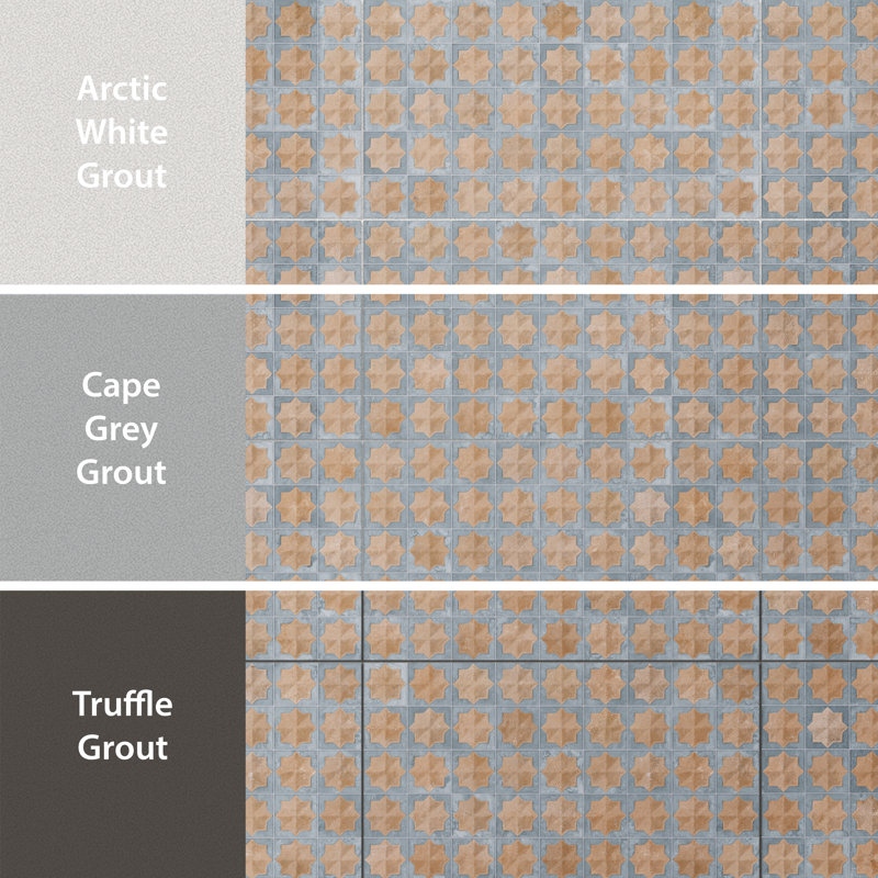 Tetuan Astre 12" x 22" Porcelain Moroccan Wall Tile, Brown/Aqua Blue