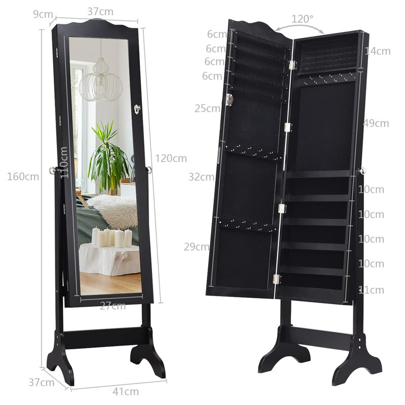 Amicon Wall Jewelry Armoire, Black