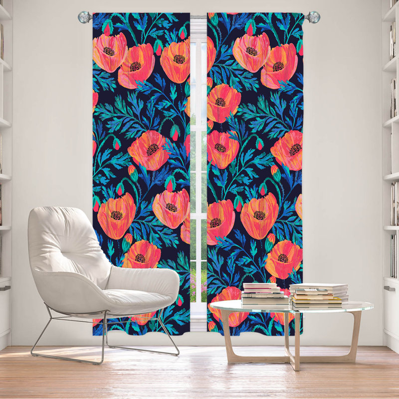 Ensemble de rideaux obscurcissant et isolant avec passe-tringle 2 pièces Delaughter Poppies, L 20 po x L 61 po