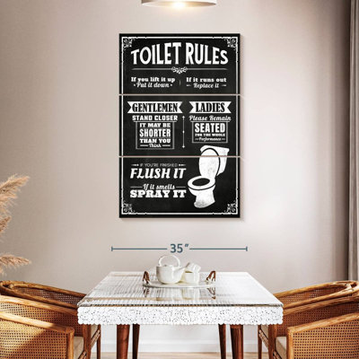 " His and Hers Bathroom Rules " 3 Piece Art Set