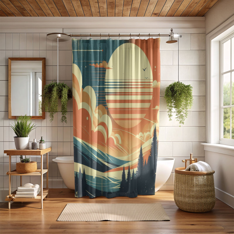 Rideau de douche standard 1 pièce Faded Sunset, H 74 po x l 71 po