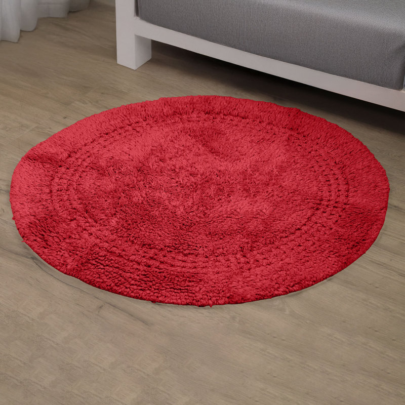 Home Weavers Classy Bathmat 100% Cotton Tufted Bath Rug, Extra Soft and Absorbent Bath Rugs, Non-Slip Bath Mats, Machine Washable bath rugs for Bathroom, 30" Round, Red