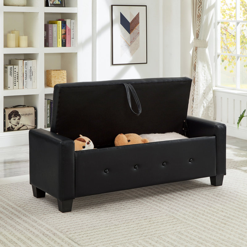 Banc rembourré capitonné avec rangement, Black