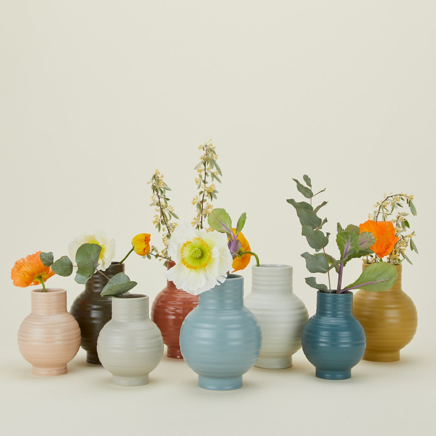 Essential Stoneware Table Vase, Blue, 7.5" H x 5.25" W x 5.25" D