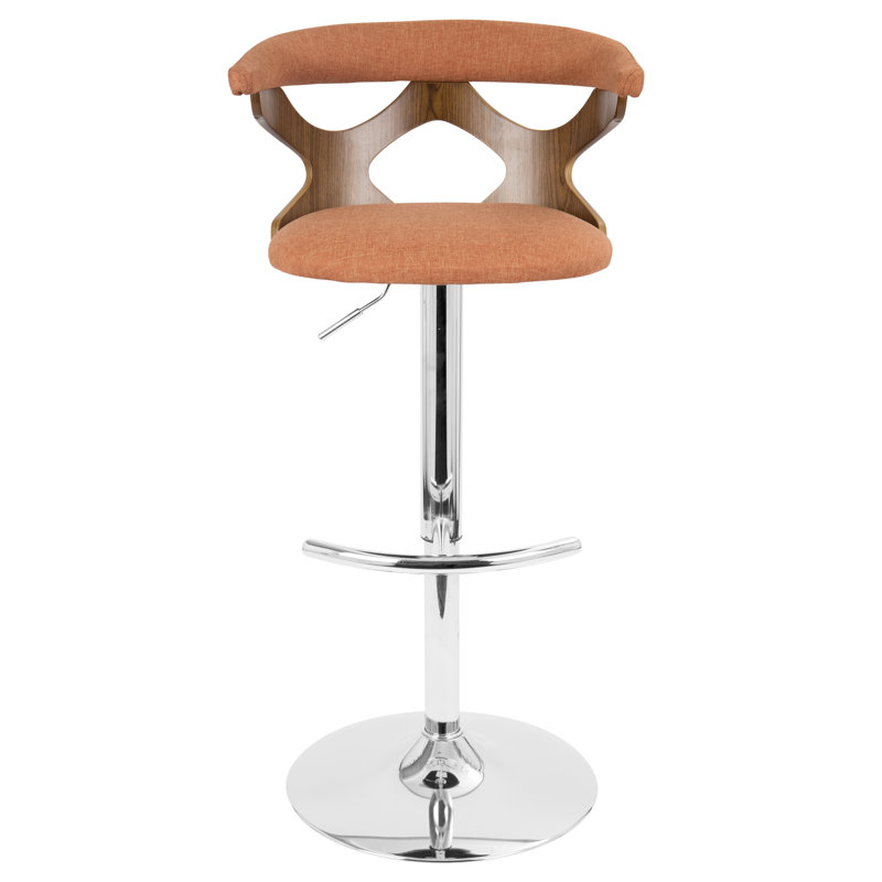 Betuel Swivel Upholstered Adjustable Height Counter Stool with Metal Frame, Orange