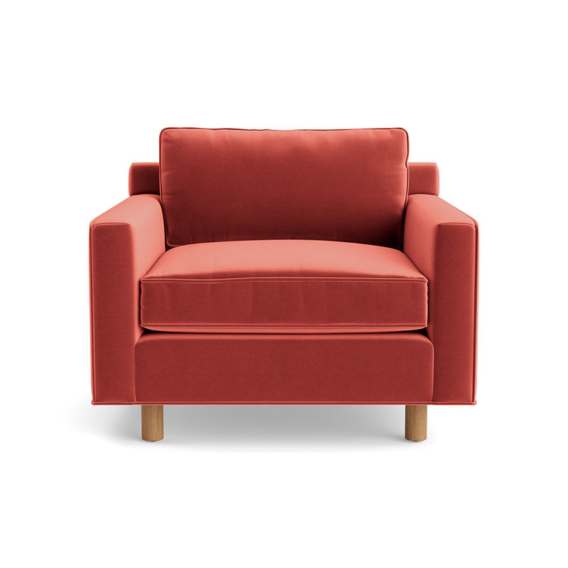 Hunter Upholstered Armchair, Performance Velvet - Sienna, Natural