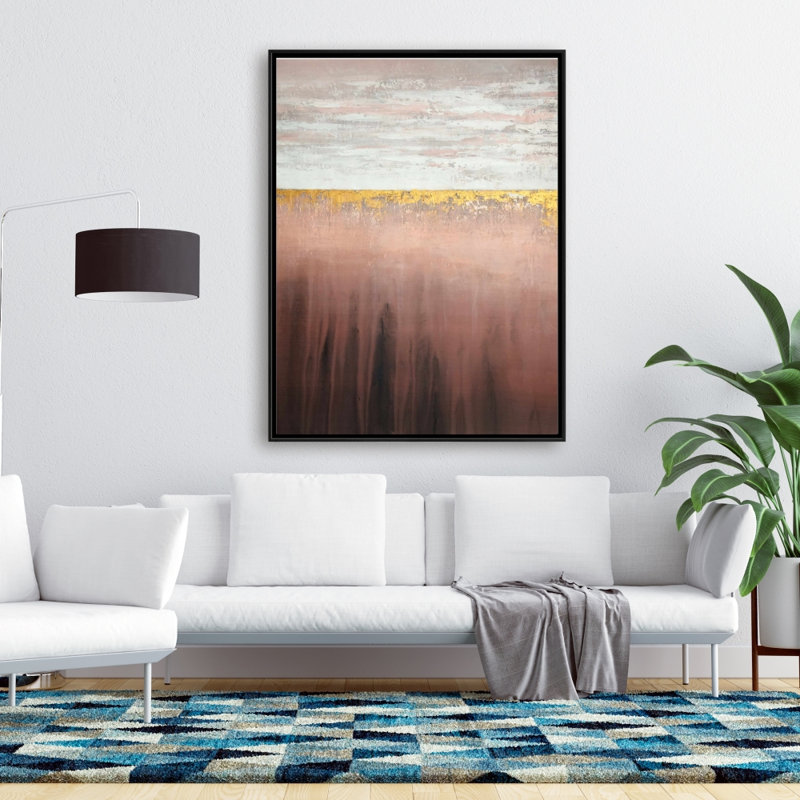 Rose doré - Motif minimaliste, décoration sur toile encadrée