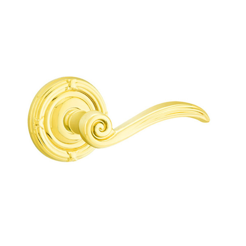 Poignée de porte Elan Passage (Hall & Closet) avec rosette, Droite, Laiton brillant