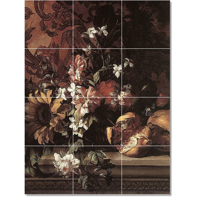 Carreau de céramique décorative 36 po x 48 po 12 po x 12 po, Fleur Jean Jean Monnoyer W22810