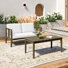 Polett Teak Outdoor Two-person Patio Set With Cushions And Coffee Table