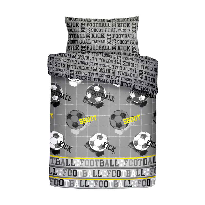 Football Polyester Graphic Print & Text Duvet Cover Set with Pillowcases Included, Single Duvet Cover + 1 Standard Pillowcase