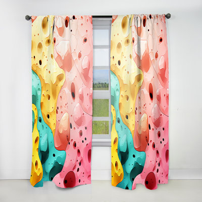 Zaina cubique bleu et rose Exploration marine II - Rideau moderne - Velours obscurcissant - 1 panneau