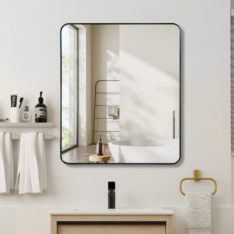 Miroir mural de salle de bain Malpress, Noir, Rectangulaire, 36" x 30"