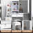 4-drawer Vanity Desk Set With Led Lighted Mirror & Chair - Adjustable 3-color Lighting Makeup Table With Storage Shelves, White Dressing Table