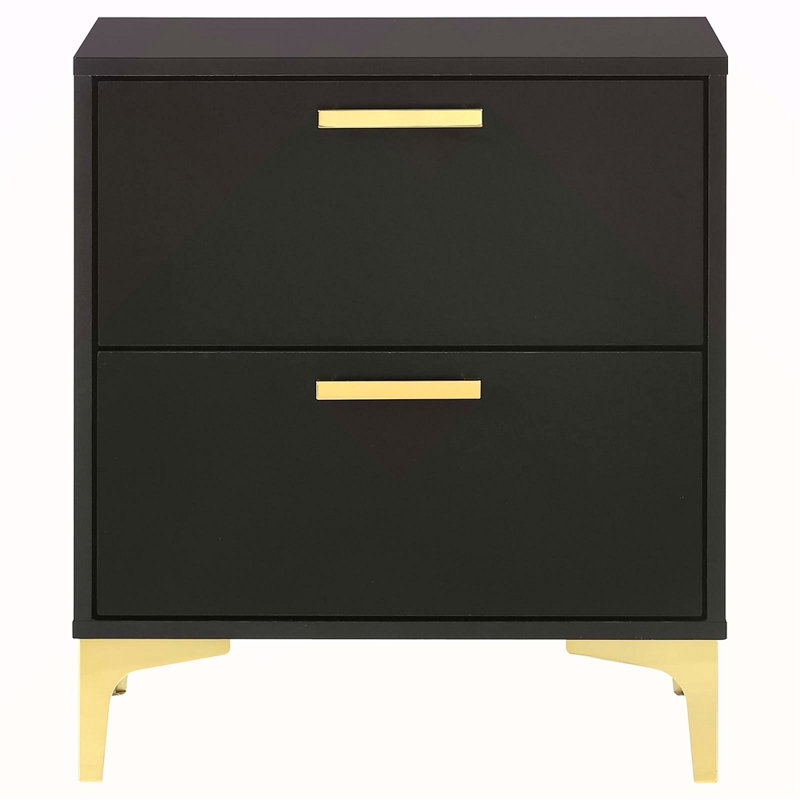 2-Drawer Rectangular Nightstand, Black