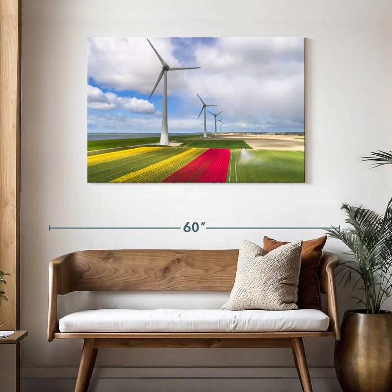 Lilie Wind Turbines And Tulip Fields, 30" H x 45" W